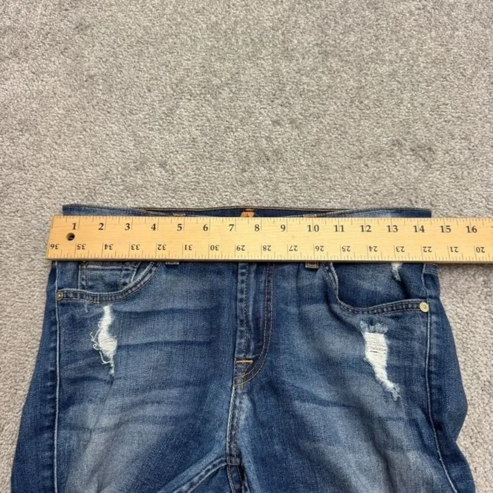 7 For All Mankind The Ankle Skinny Distressed Denim Jeans Womens 28 Blue Stretch